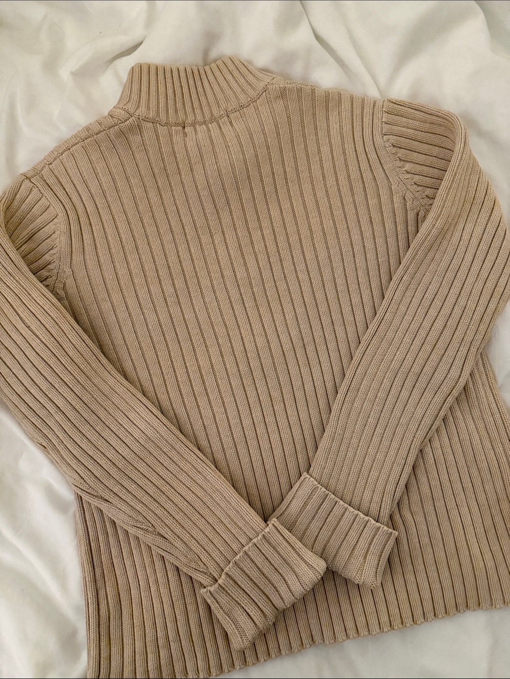 Vintage Lauren Ralph Lauren Full-Zip Ribbed Knit Sweater - Beige - Picture 5 of 5